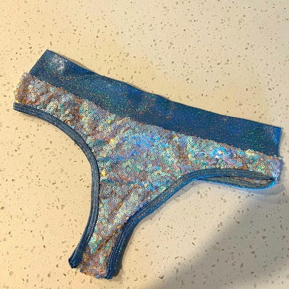 Light blue sequin rave bottoms